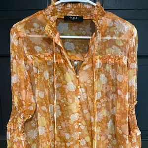 OPT by Anthropologie orange flower blouse